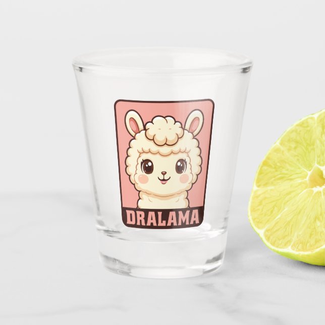 Cute llama illustration design shot glass (Front)