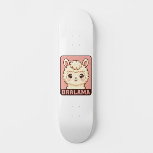 Cute llama illustration design skateboard