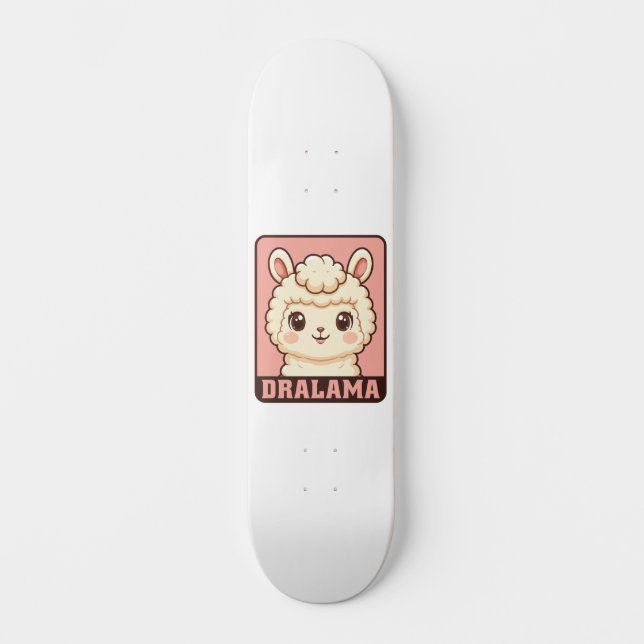 Cute llama illustration design skateboard (Front)