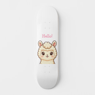 Cute llama illustration design skateboard