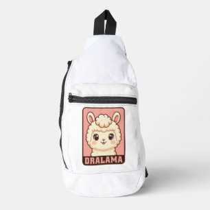 Cute llama illustration design sling bag