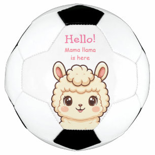 Cute llama illustration design soccer ball