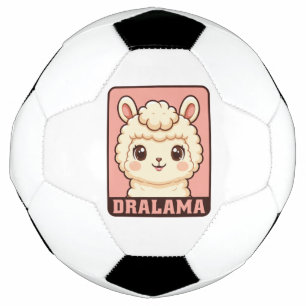 Cute llama illustration design soccer ball