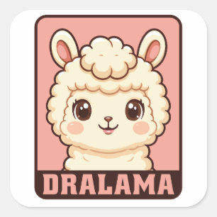 Cute llama illustration design square sticker