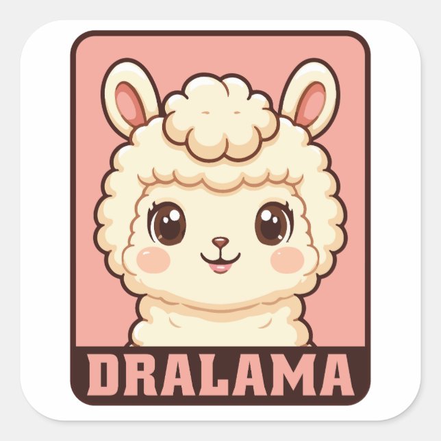 Cute llama illustration design square sticker (Front)