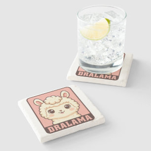 Cute llama illustration design stone coaster