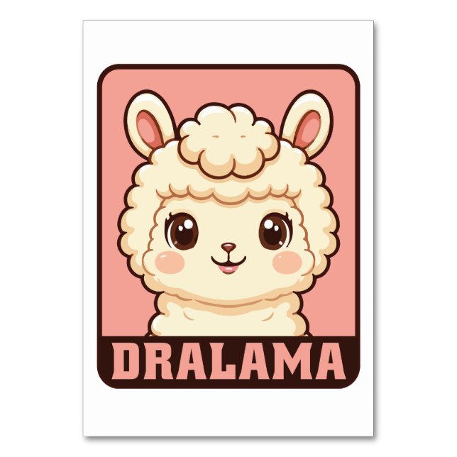 Cute llama illustration design table number (Front)