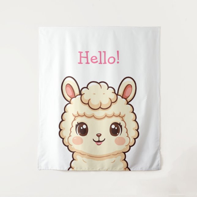 Cute llama illustration design tapestry (Front)