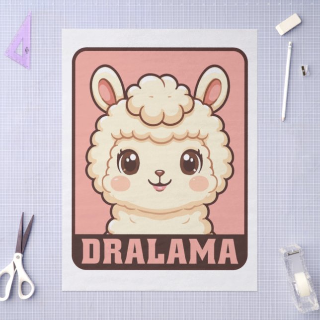 Cute llama illustration design tissue paper (Craft)