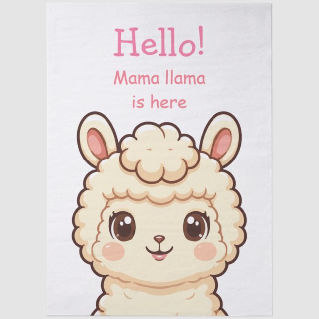 Cute llama illustration design tissue paper (Front)