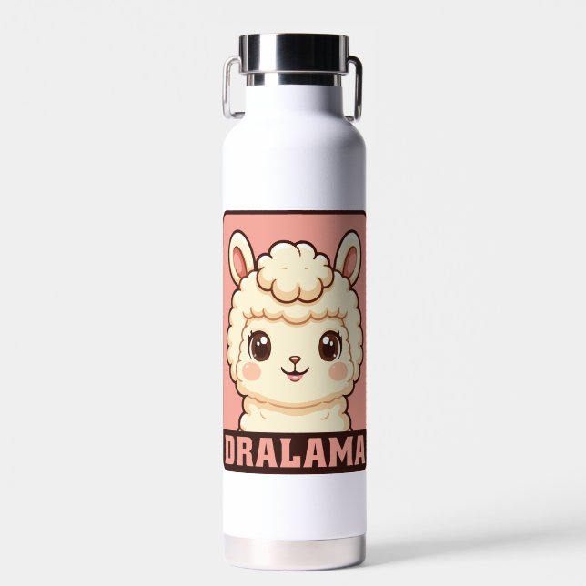 Cute llama illustration design water bottle (Front)