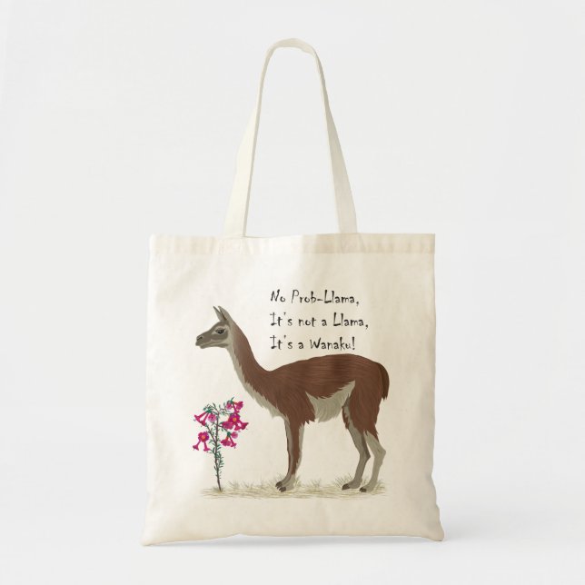 Cute Llama Illustration Guanaco South America Tote Bag (Front)