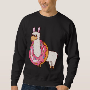Cute Llama In A Doughnut Hole Alpaca Sweatshirt