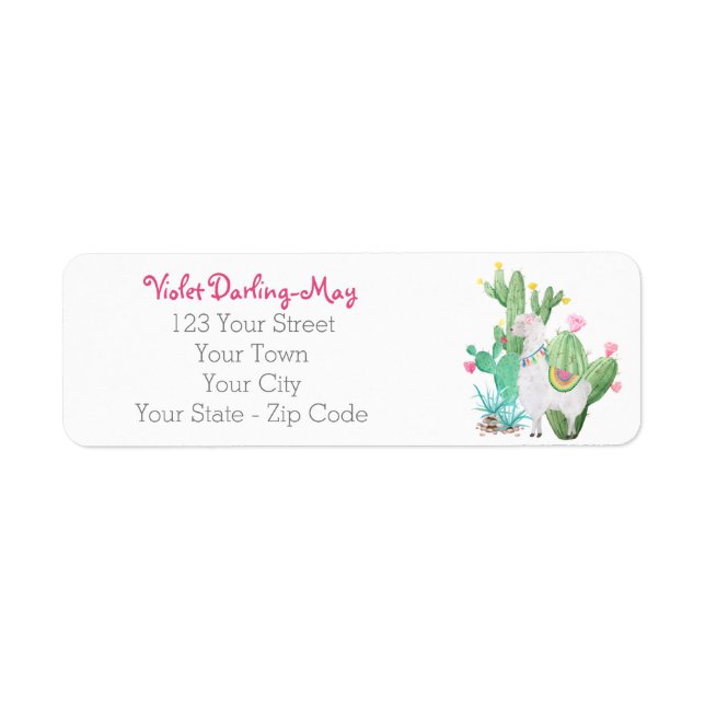 Cute Llama in Cactus Garden - Return Address Label (Front)