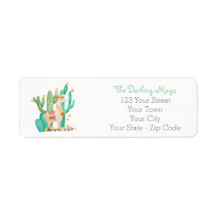Cute Llama in Cactus Garden - Return Address Label