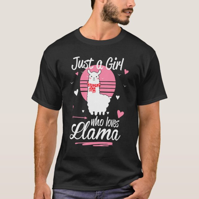 Cute Llama Just A Girl Who Loves Llama Adorable T-Shirt (Front)