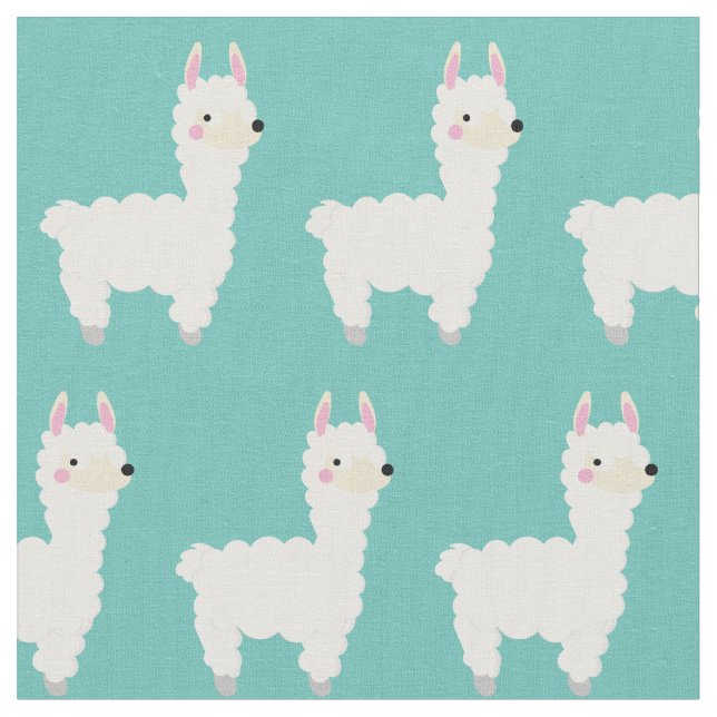 Cute Llama Kids Baby Fabric (Close Up)