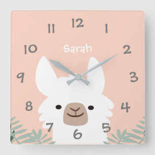 Cute Llama Kids Nursery Wall Clock