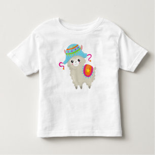 Cute Llama, Little Llama, Alpaca, Llama With Hat Toddler T-Shirt