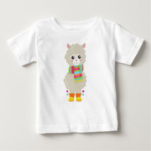 Cute Llama, Little Llama, Alpaca, Llama With Scarf Baby T-Shirt