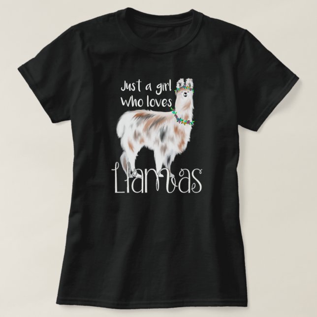 Cute llama lover just a girl who loves llamas T-Shirt (Design Front)
