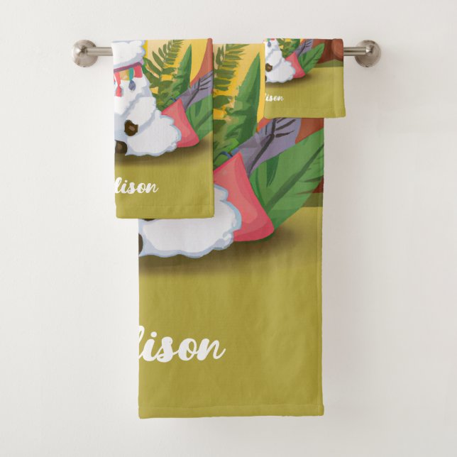 Cute Llama Meditating in Magical Forest Bath Towel Set (Insitu)
