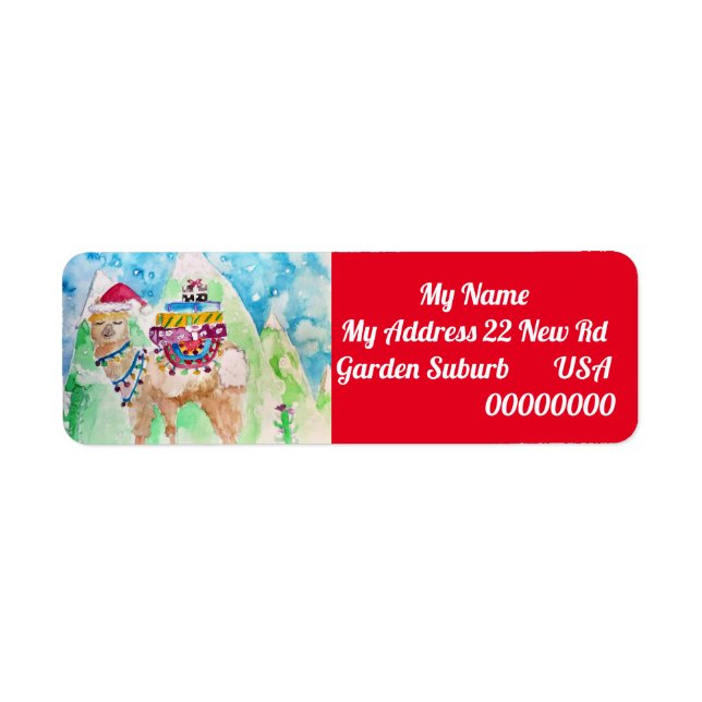 Cute Llama Merry Christmas Return Address Labels (Front)