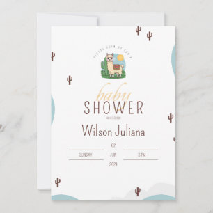 Cute Llama Mexican Fiesta Theme Baby Shower Invitation