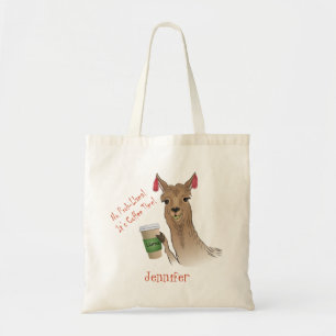 Cute Llama No Prob Llama! It's Coffee Time! Tote Bag