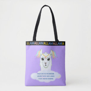 Cute Llama on Lavender Blue Tote Bag
