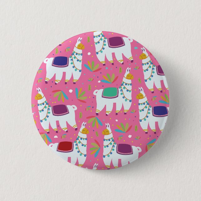 Cute Llama Pattern 6 Cm Round Badge (Front)