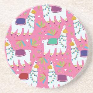 Cute Llama Pattern Coaster
