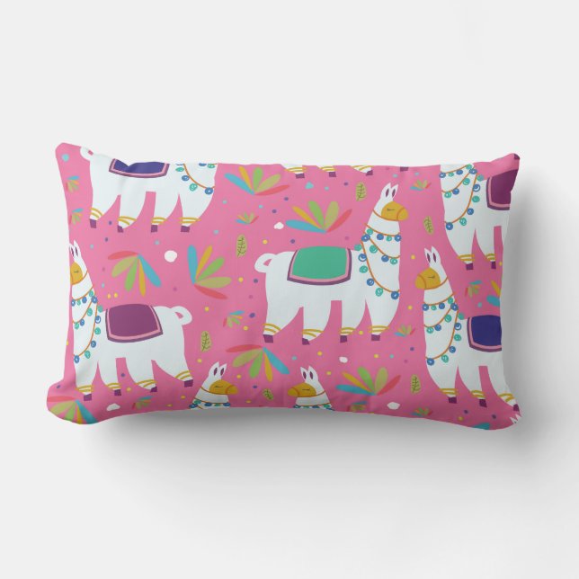 Cute Llama Pattern Lumbar Cushion (Front)