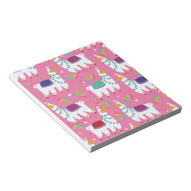Cute Llama Pattern Notepad (Angled)