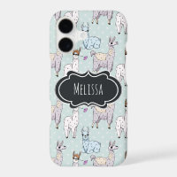 Cute Llama Pattern on Polka Dots