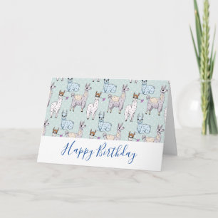 Cute Llama Pattern on Polka Dots Card
