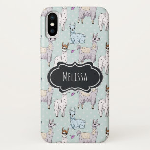 Cute Llama Pattern on Polka Dots iPhone X Case