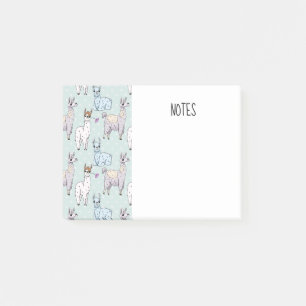 Cute Llama Pattern on Polka Dots Post-it Notes