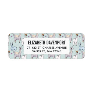 Cute Llama Pattern on Polka Dots Return Address Label