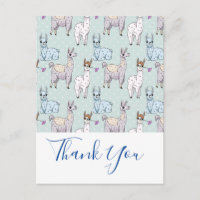 Cute Llama Pattern on Polka Dots Thank You