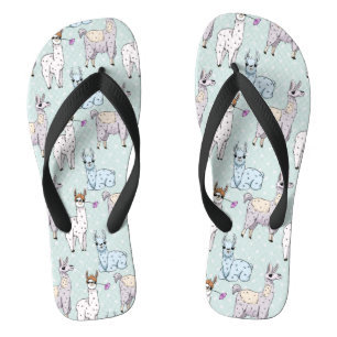 Cute Llama Pattern on Polka Dots Thongs