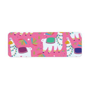 Cute Llama Pattern Return Address Label