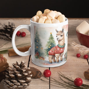 Cute LLama Personalised Christmas Two-Tone Coffee Mug