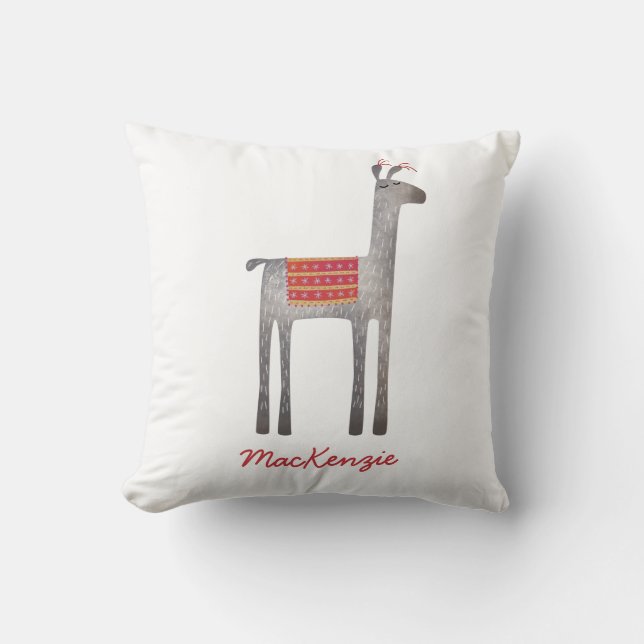 Cute Llama Personalised Cushion (Front)