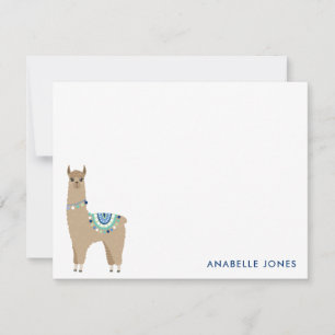 Cute Llama Personalised Flat Thank You Notes