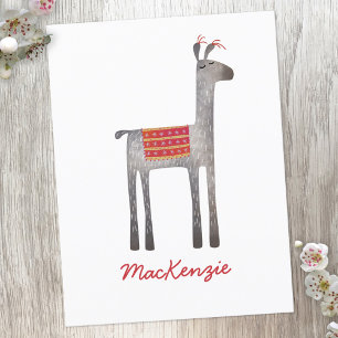 Cute Llama Personalised Postcard