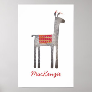 Cute Llama Personalised Poster