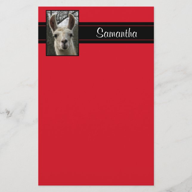 Cute Llama Personalised Stationery (Front)