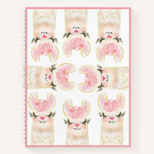 Cute Llama Pink Watercolor  Notebook