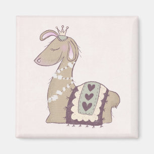 Cute Llama Princess Wearing a Crown Magnet